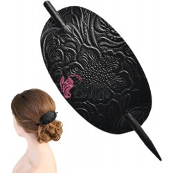 Accesoriu de par modern Japonez pentru cocuri din piele ecologica JPN19AA Negru